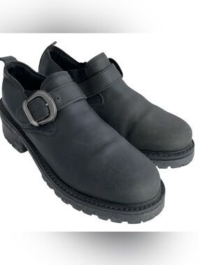 Vintage 90’s Skechers Black Leather Buckle Strap Ankle Boots Women's Size 7